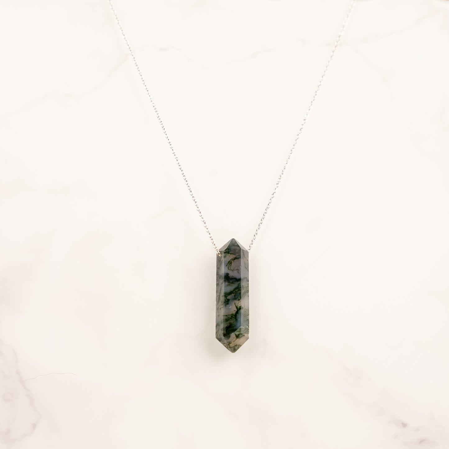 Moss Agate Double Terminated Necklace