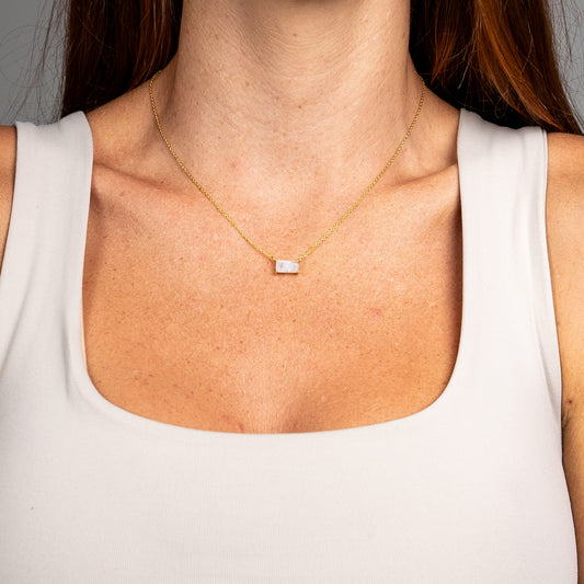 Moonstone Baguette Necklace