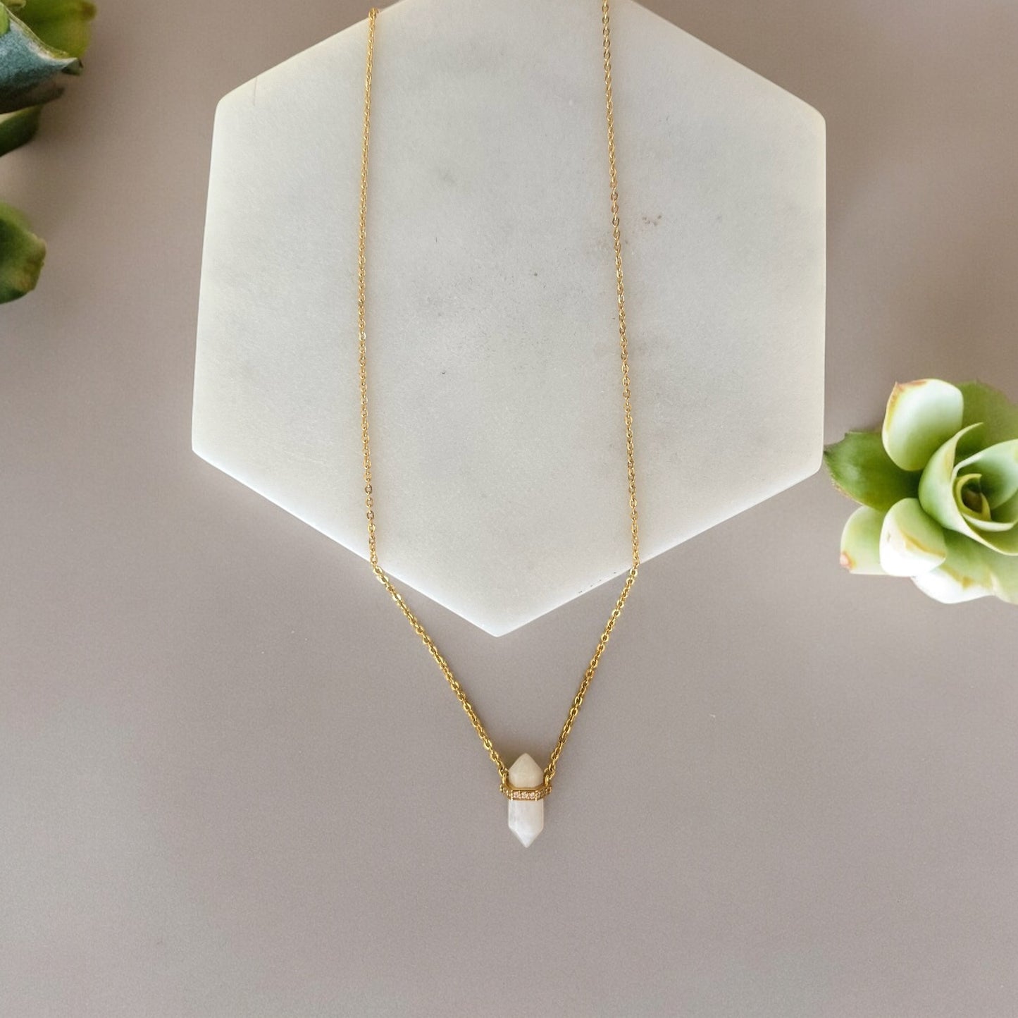 Moonstone Small Double Terminated Necklace