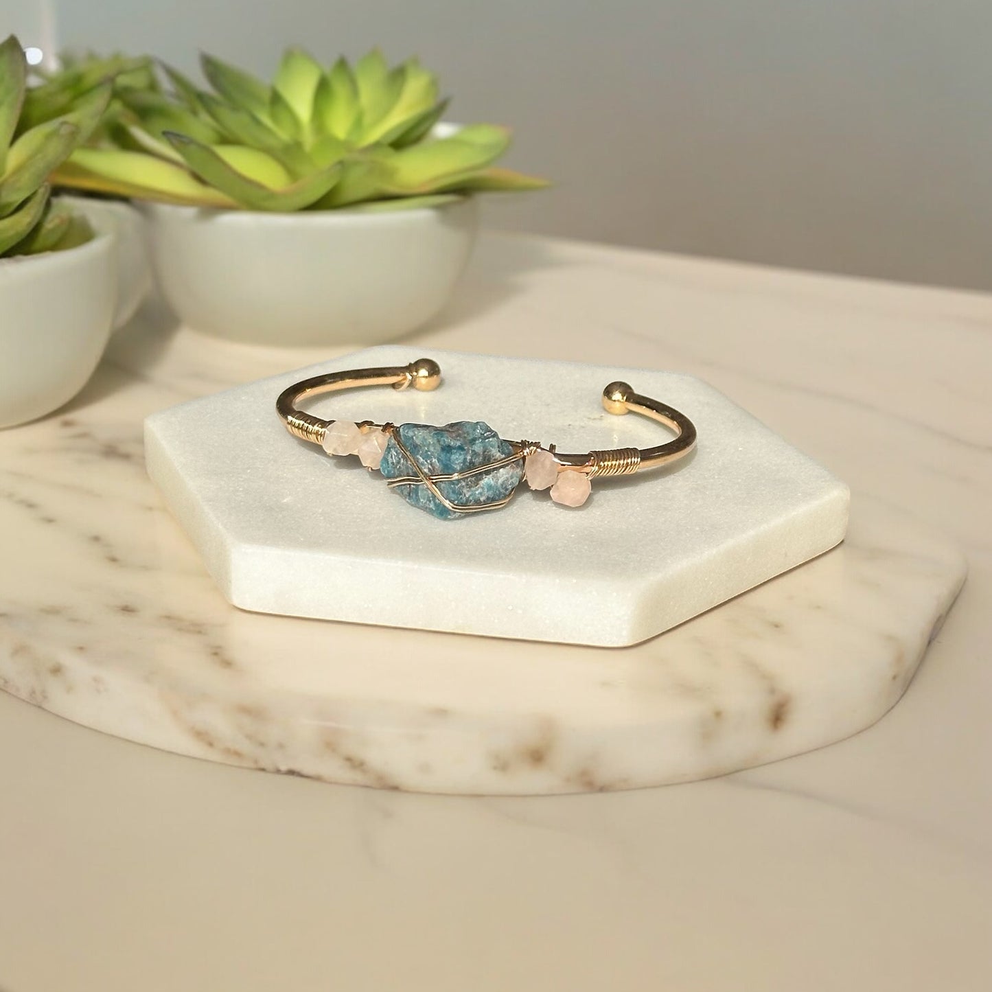 Apatite Rose Quartz Bangle