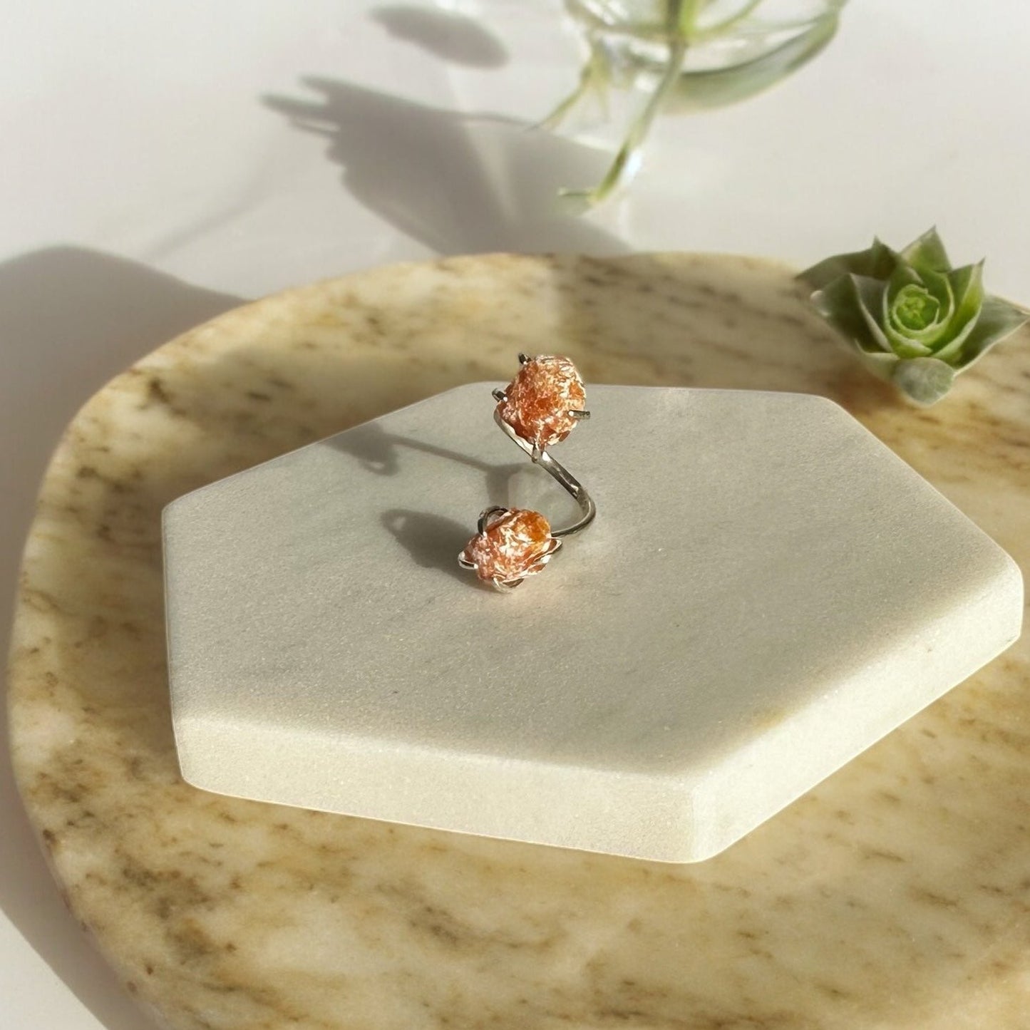 Double Stacked Sunstone Ring