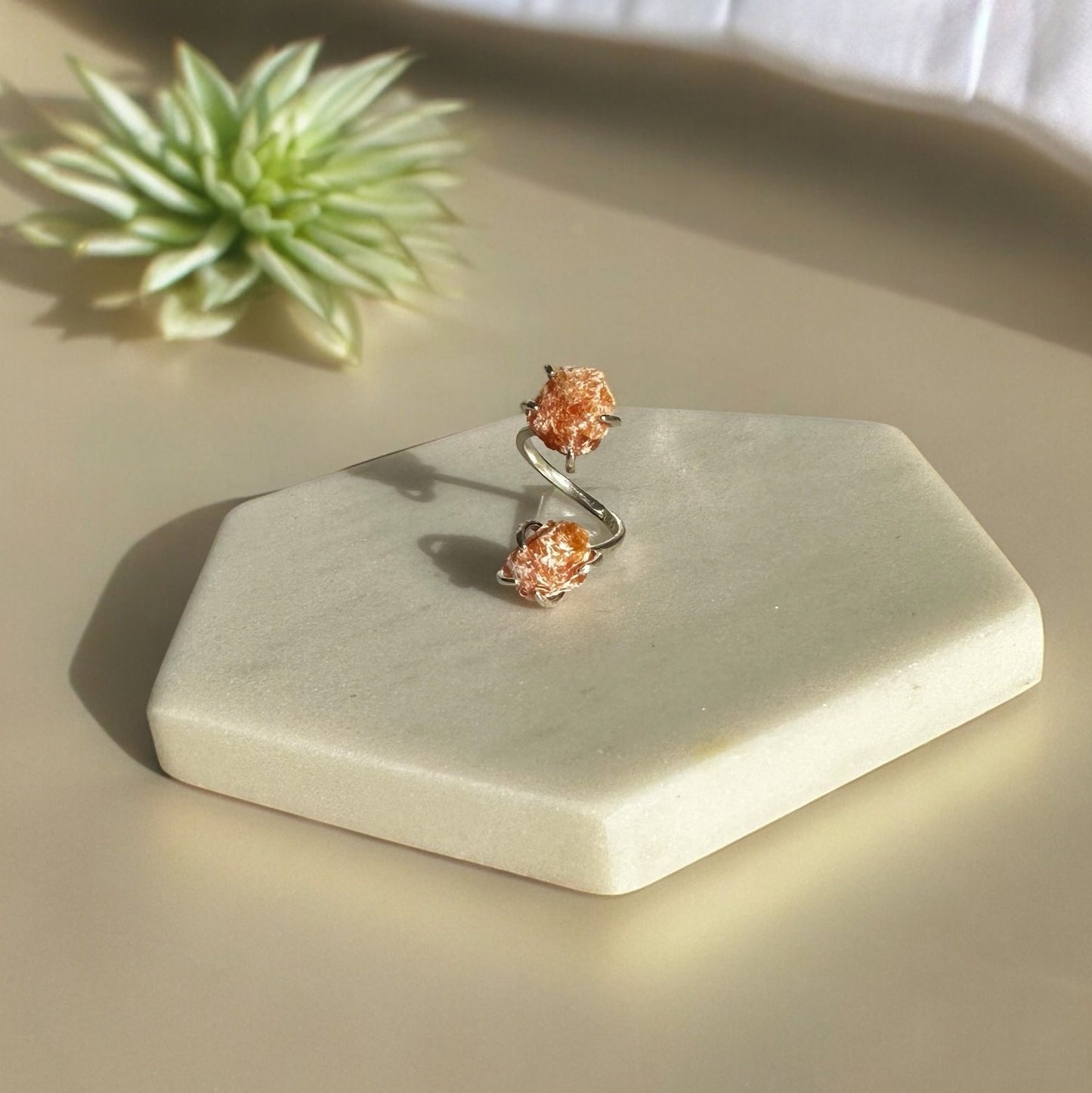 Double Stacked Sunstone Ring