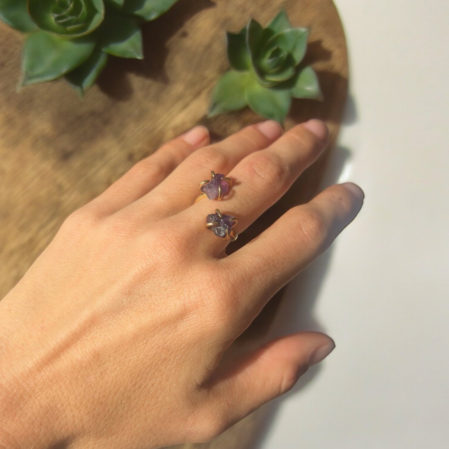 Double Stacked Amethyst Ring