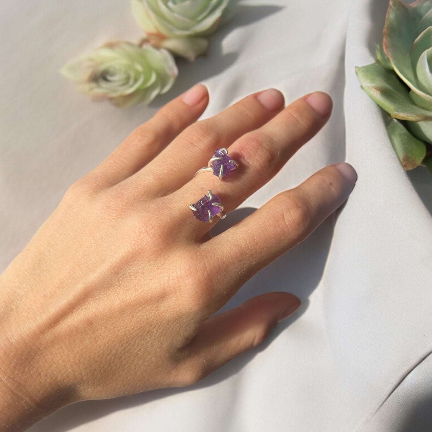 Double Stacked Amethyst Ring