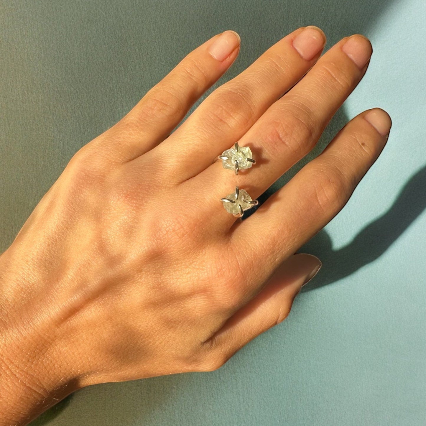 Double Stacked Aquamarine Ring