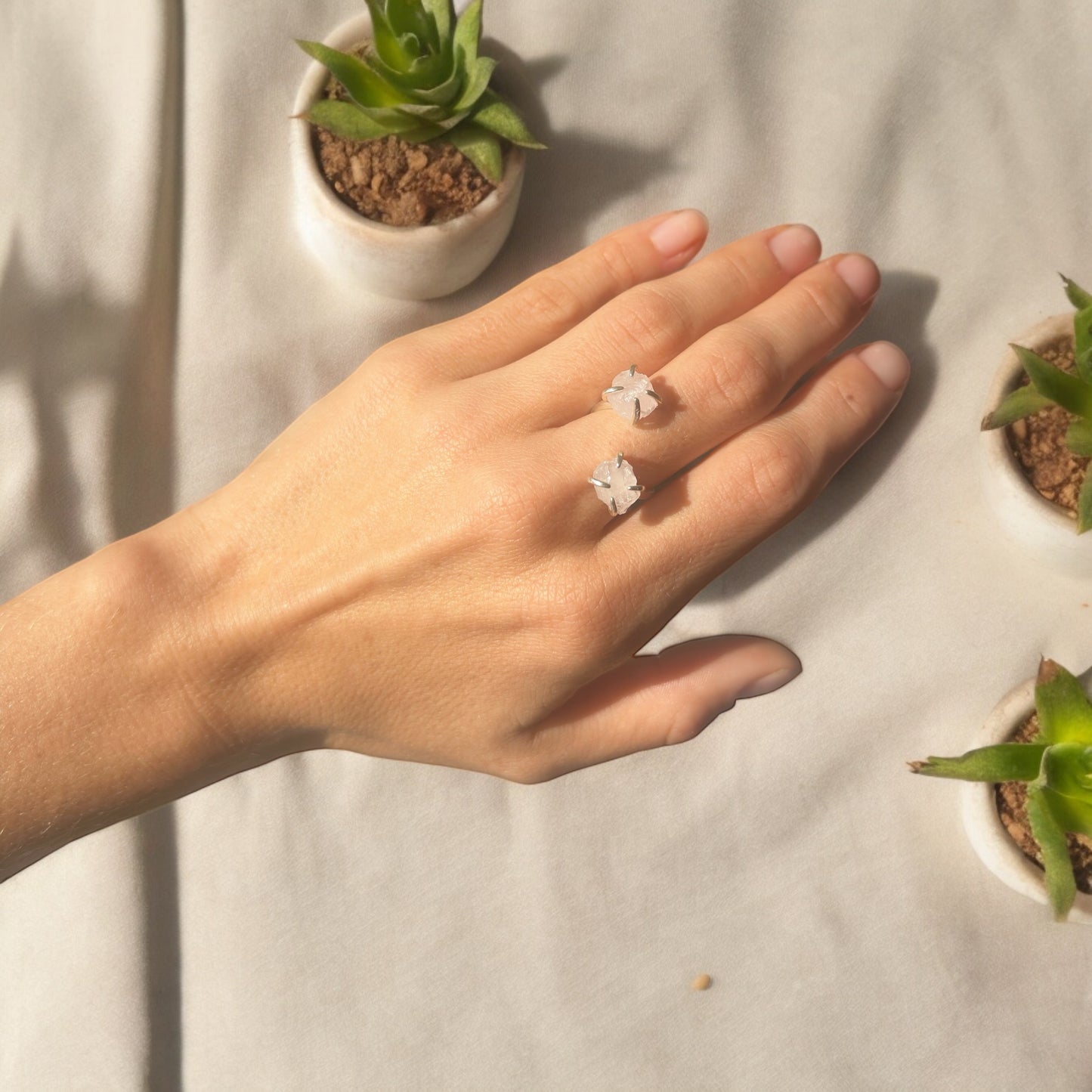 Double Stacked Rose Quartz Ring