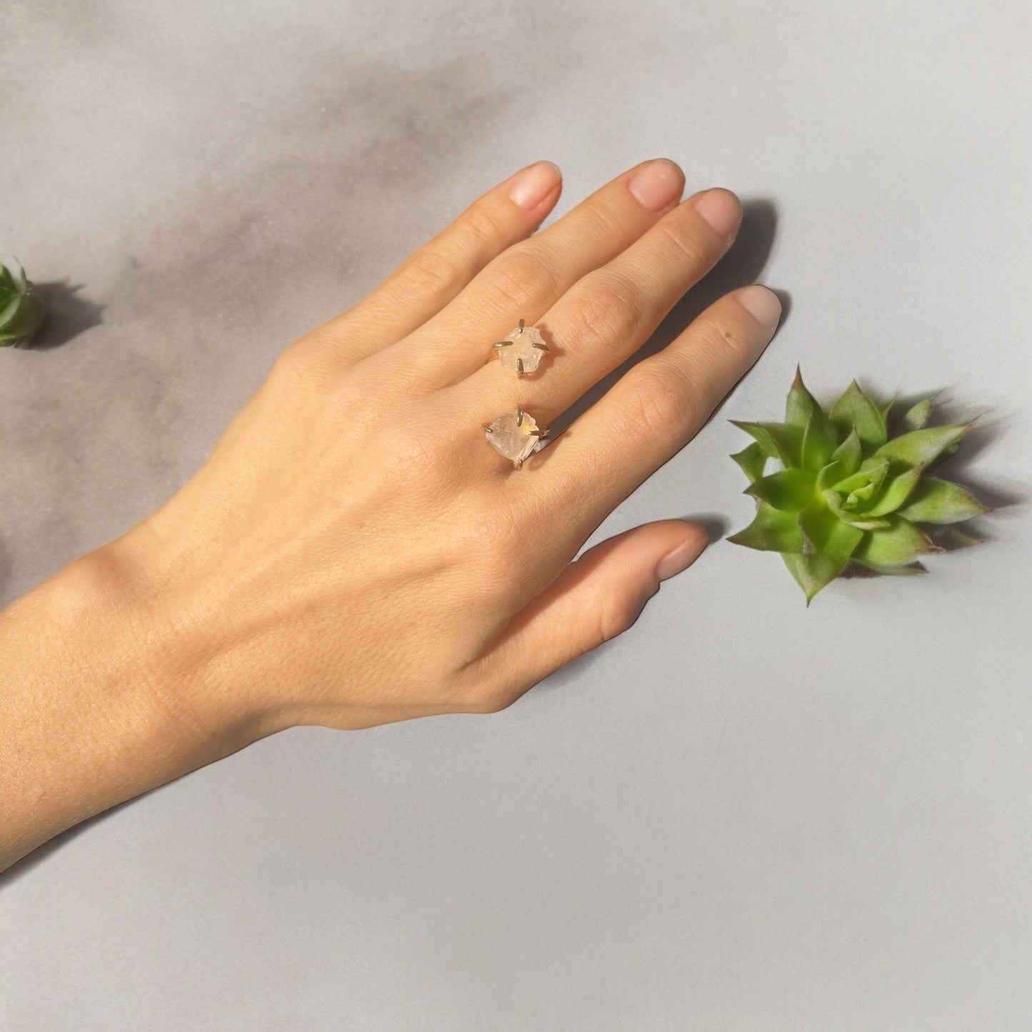 Double Stacked Rose Quartz Ring