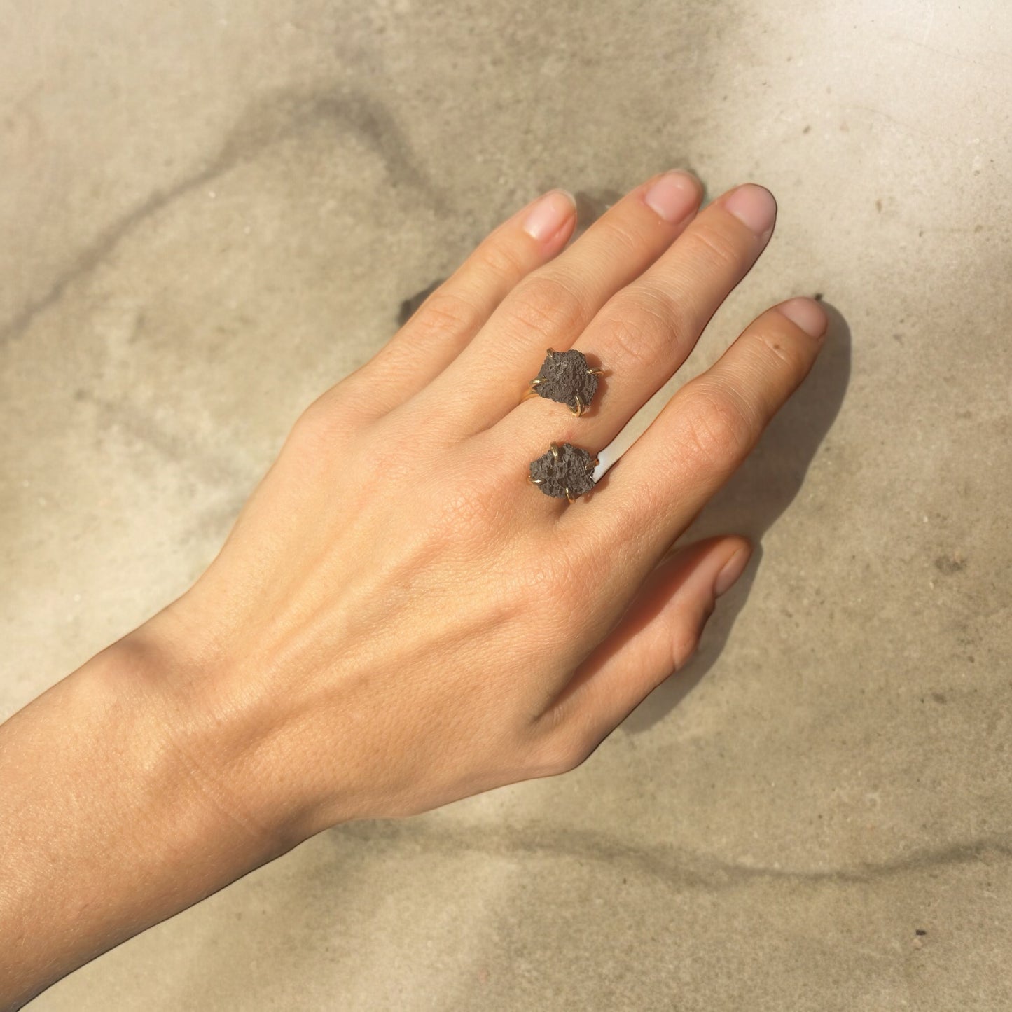 Double Stacked Lava Rock Ring