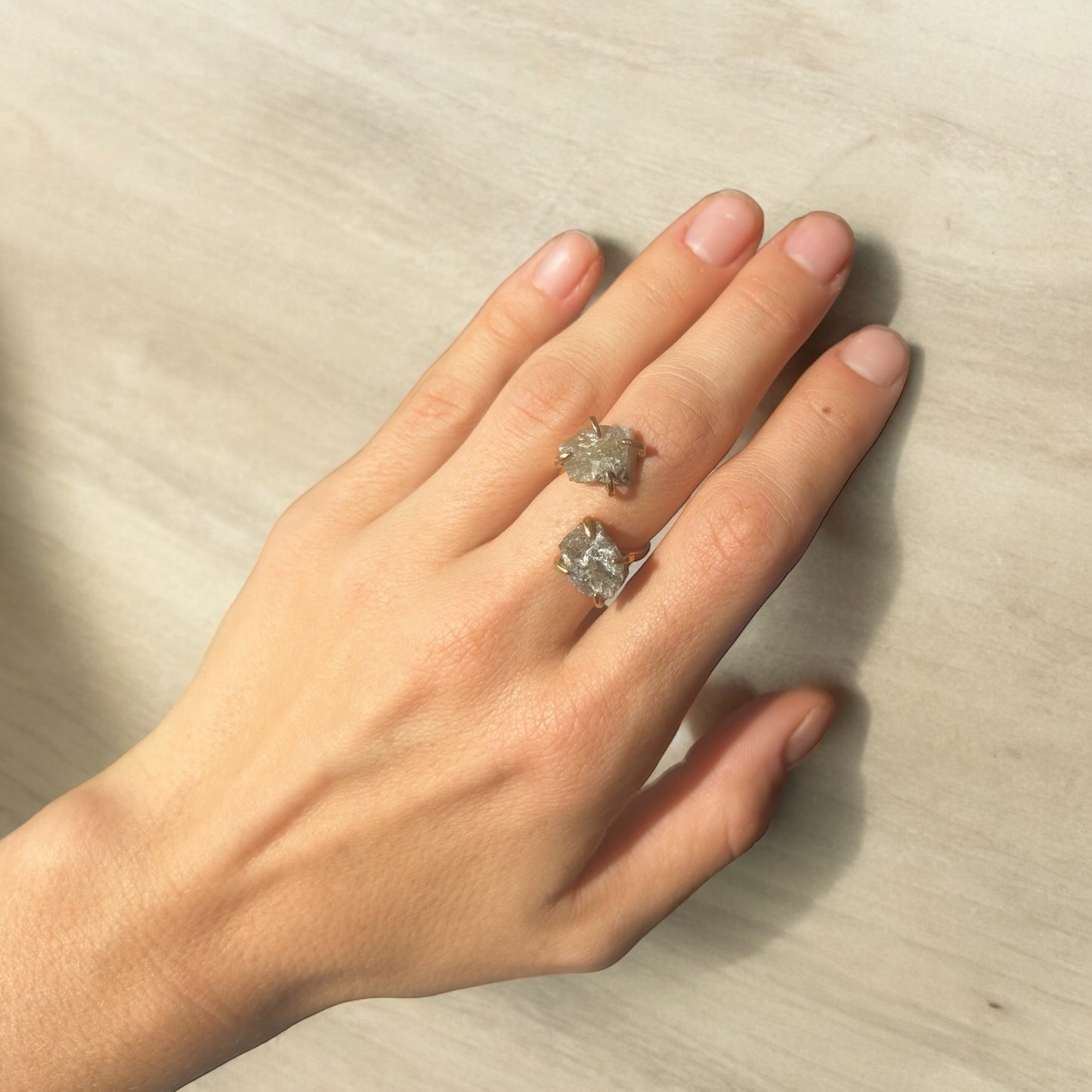 Double Stacked Labradorite Ring